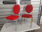 Hotel stackchair in gloss Silver of Goud frame rode stof, Metaal, Nieuw, Ophalen of Verzenden, Vijf, Zes of meer stoelen