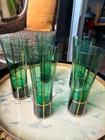 Set van 5 glazen, groen-goud., Glas of Glazen, Ophalen of Verzenden, Overige stijlen, Glas
