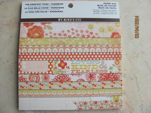 Nieuw MY MIND'S EYE papier THE SWEETEST THING tangerine 24x, Hobby en Vrije tijd, Scrapbooking, Nieuw, Papier of Karton, Overige merken