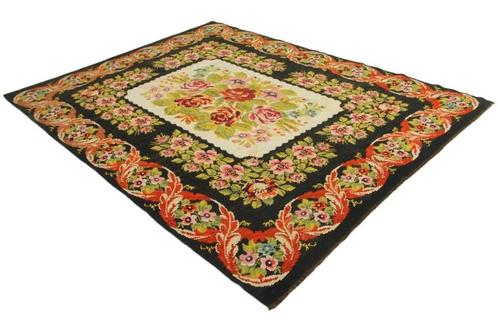 Prachtige vintage rozenkelim, 50 jaar oud, Huis en Inrichting, Stoffering | Tapijten en Kleden, Gebruikt, 200 cm of meer, 200 cm of meer
