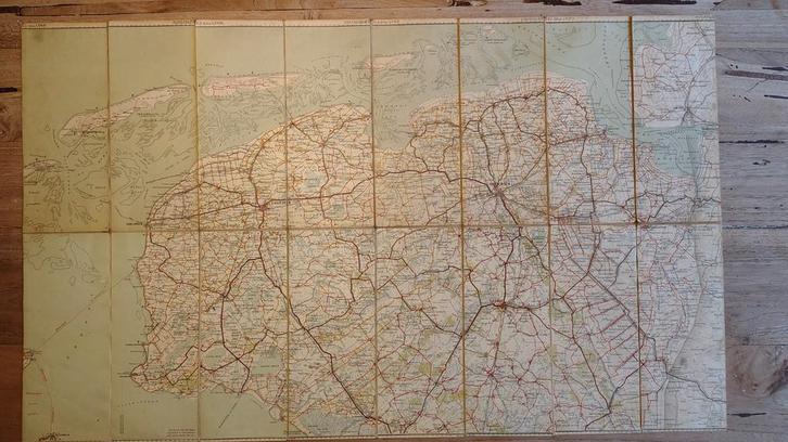 ANWB Kaart Groningen Friesland ca. 1920, Boeken, Atlassen en Landkaarten, Gelezen, Landkaart, Nederland, 1800 tot 2000, Ophalen of Verzenden