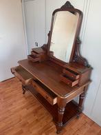 Antieke Mahonie Kaptafel met Spiegelopstand, ca. 1860, Ophalen, Rechthoekig, 100 tot 150 cm, 150 tot 200 cm