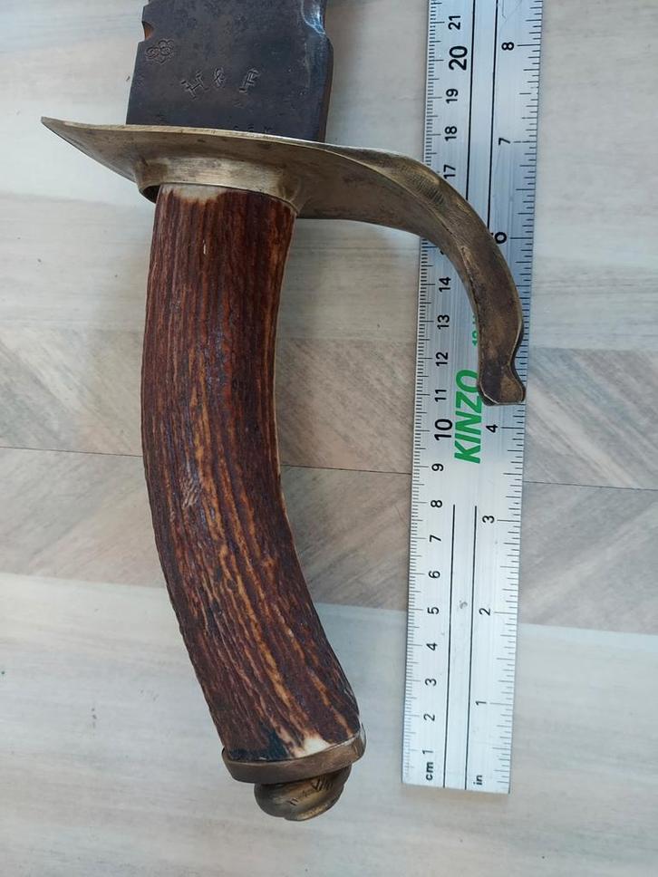 Antiek H&F Solingen Mes met Gewei Handvat, Antiek en Kunst, Antiek | Overige Antiek, Ophalen of Verzenden