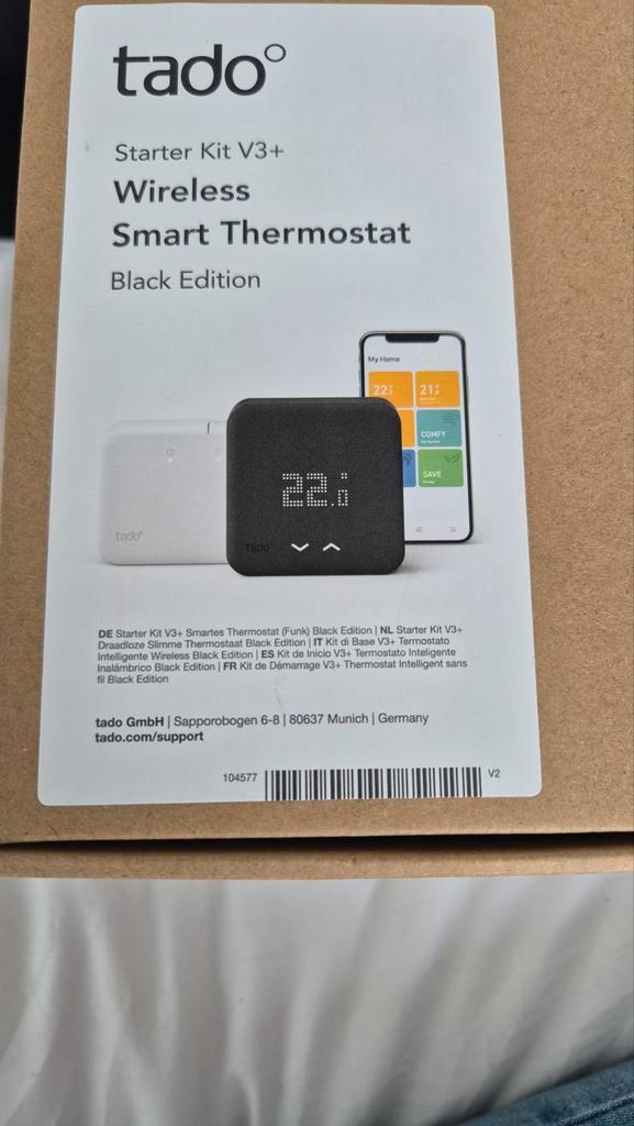 Tado Slimme Thermostaat V3+ Black Edition, Doe-het-zelf en Verbouw, Thermostaten, Nieuw, Slimme thermostaat, Verzenden