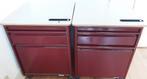 2 zettoe kastjes, donkerrood, metaal, op wieltjes, Huis en Inrichting, Kasten | Roldeurkasten en Archiefkasten, Ophalen, Gebruikt