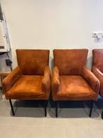 4 cognac kleurige microleder eetkamerstoelen met armleuning, Ophalen, Zo goed als nieuw