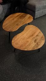 Set van 2 houten salon tafels, Huis en Inrichting, Tafels | Salontafels, Gebruikt, Eikenhout, Overige vormen, Minder dan 50 cm