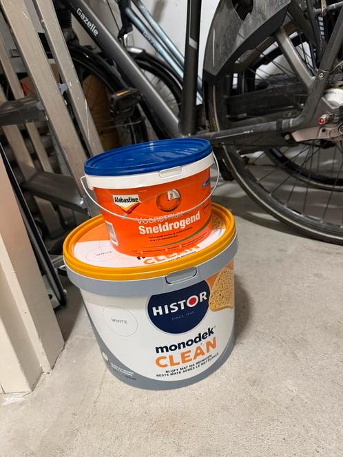 Te koop 12 liter Histor Monodek en Albastine voorstrijk, Doe-het-zelf en Verbouw, Verf, Beits en Lak, Zo goed als nieuw, Verf