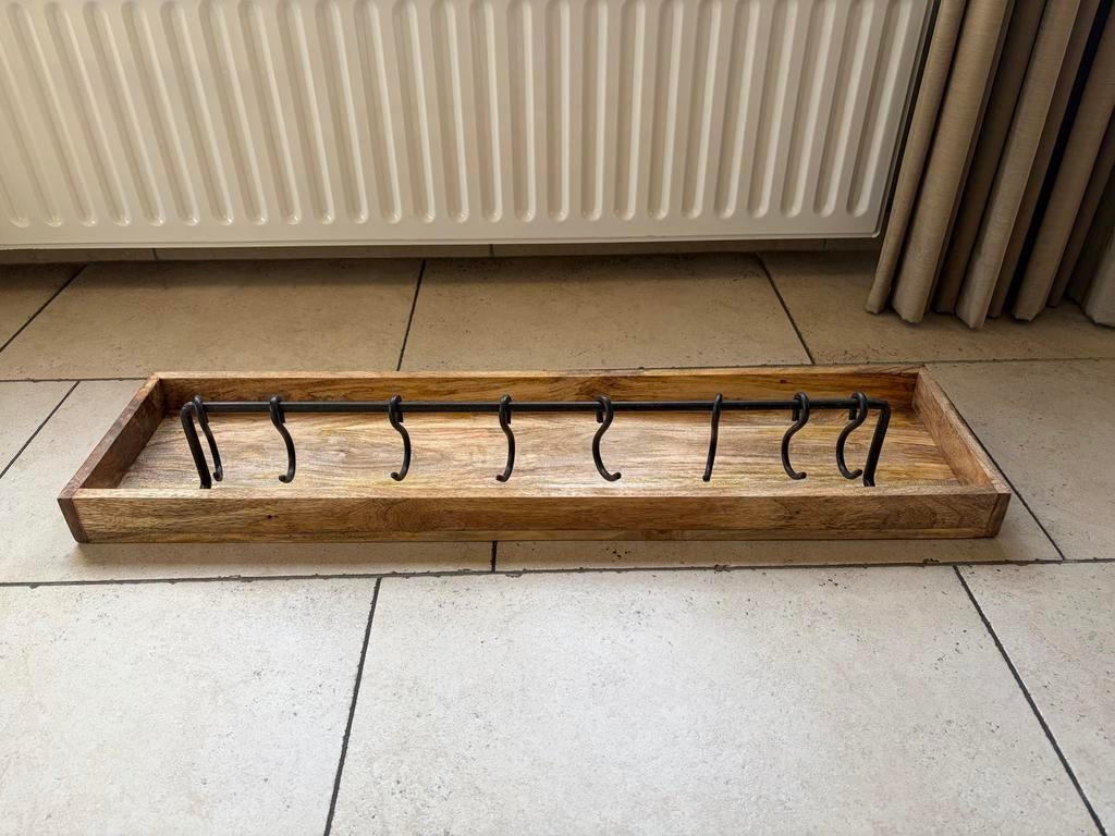 Artisan Home Wandplank/Kapstok met 8 Haken  100x26cm, Nieuw, Minder dan 100 cm, Hout, Ophalen