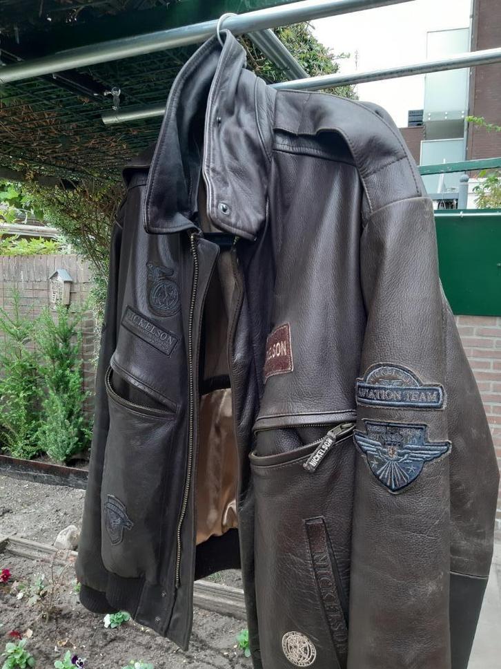 leren jack mt 54, Kleding | Heren, Jassen | Winter, Gedragen, Maat 52/54 (L), Bruin, Ophalen