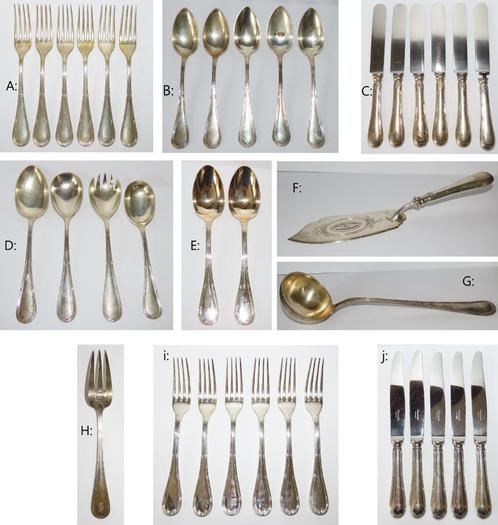 Antiek zilveren bestek, 24 stuks, 19e eeuw, Antiek en Kunst, Antiek | Goud en Zilver, Zilver, Verzenden