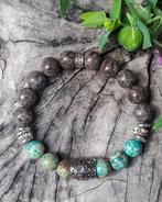 Nieuwe  10mm herenarmband van Bronziet & Agaat, Overige materialen, Met edelsteen, Bruin, Nieuw