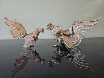 Zilverkleurige vintage kemphanen, set van 2 beschikbaar voor biedingen