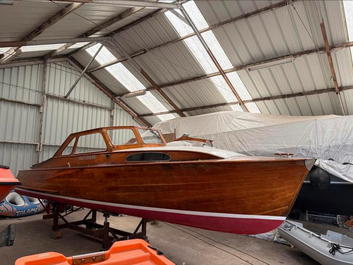 Klassieke mahoniehouten kajuitboot. Inruil auto of caravan, Watersport en Boten, Motorboten en Motorjachten, Gebruikt, Hout, 6 tot 9 meter