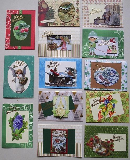 Set 25x zelfgemaakte kerstkaarten / wenskaarten kerst (d), Hobby en Vrije tijd, Kaarten | Zelfgemaakt, Nieuw, Kerst, Verzenden