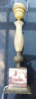 Agaat steen onyx vintage tafellamp messing voet lampenkap #2, Minder dan 50 cm, Ophalen of Verzenden, Metaal, Zo goed als nieuw