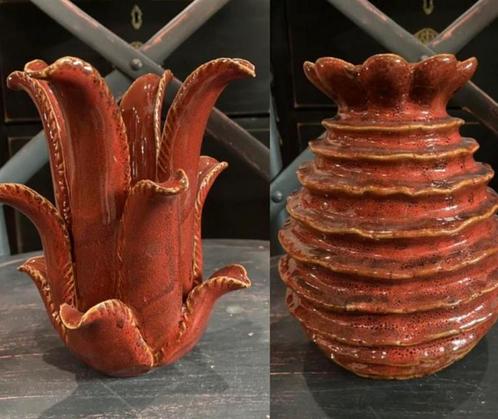 Rode keramiek vaas of sfeerlichtje, vaasje waxinehouder VdlM, Huis en Inrichting, Woonaccessoires | Vazen, Nieuw, Rood, Minder dan 50 cm