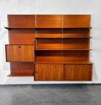 Vintage mid century Scandinavisch wandmeubel systeemkast, Ophalen, Gebruikt, Teakhout, 25 tot 50 cm