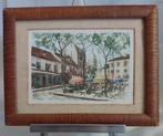 Kleurenets - Place du Tertre, Montmartre - Gesigneerd - 1960, Ophalen of Verzenden