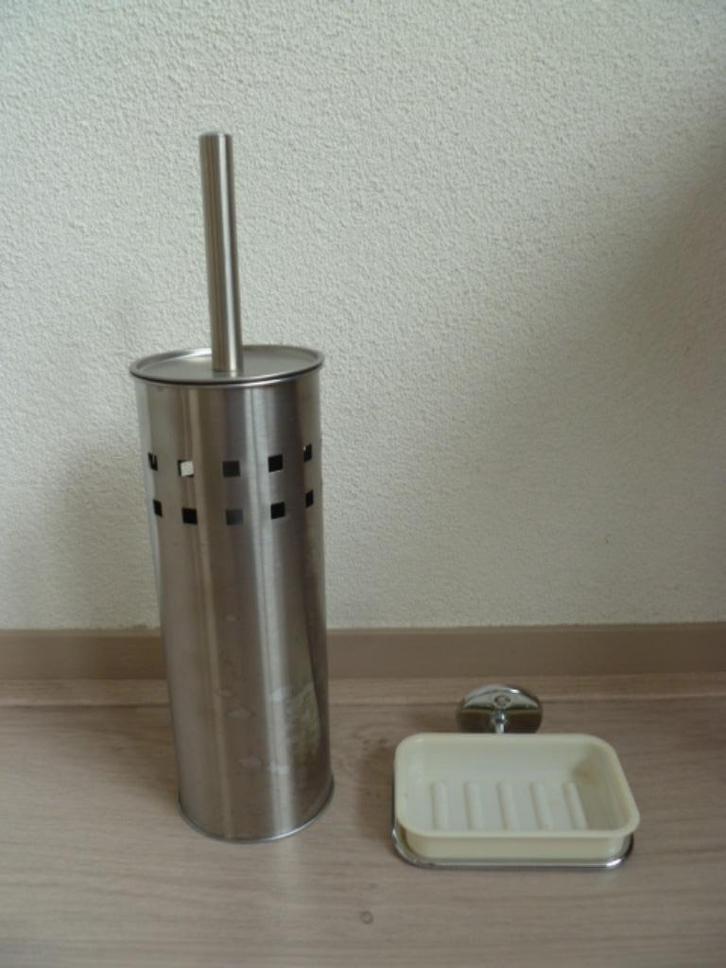 1 Zeepbakje (Haceka) en Toiletborstel in sierlijke koker., Huis en Inrichting, Badkamer | Badtextiel en Accessoires, Zo goed als nieuw