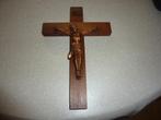 antiek kruisbeeld hout en koper, Ophalen of Verzenden