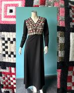 Vintage jaren 70 maxi-jurk zwart maat 36, Verzenden, Zwart, Vintage, Maat 36 (S)