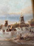 Prachtig winter schilderij met mooie lijst, Ophalen of Verzenden