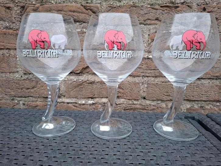 3 bierglazen Delirium (niet meer te verkrijgen), Verzamelen, Biermerken, Nieuw, Glas of Glazen, Overige merken, Ophalen of Verzenden