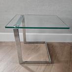 Gebra Germany Glazen Bijzettafel Chroom Vintage, Ophalen of Verzenden