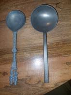 Twee tinnen lepels, beide 18 cm, Antiek en Kunst, Antiek | Tin, Ophalen of Verzenden