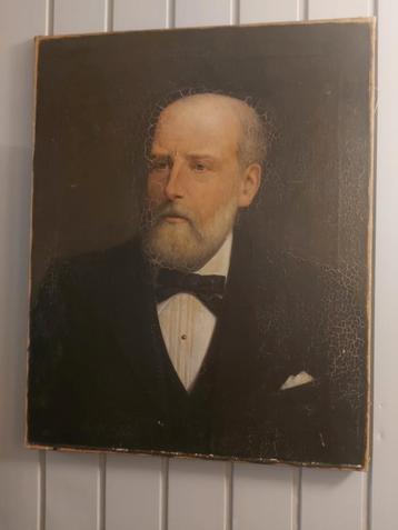 Antiek portret schilderij, olieverf op doek , gesigneerd  beschikbaar voor biedingen