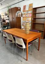Vintage jaren 60 uitschuifbare eettafel van teakhout, Ophalen, Gebruikt, 200 cm of meer, 50 tot 100 cm