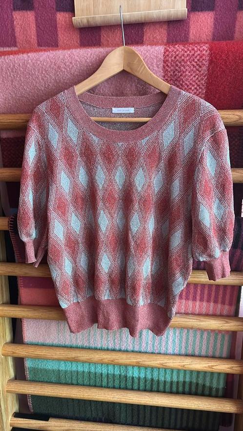 Just in Case top mast 40 oudroze/rood & zilver, Kleding | Dames, Tops, Zo goed als nieuw, Maat 38/40 (M), Rood, Zonder mouw, Ophalen of Verzenden