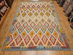 Handgeweven oosterse wollen kelim 290x202, Huis en Inrichting, Stoffering | Tapijten en Kleden, Info@SlatsAntiek.nl, Crème, Vof Slats Antiek