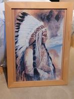 Indianen puzzel ingelijst, Ophalen, Schilderij, 75 cm of meer