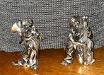 Clown Beeldjes Muzikanten Zilverkleurig Set van 2 Decoratief, Antiek en Kunst, Kunst | Beelden en Houtsnijwerken, Ophalen of Verzenden
