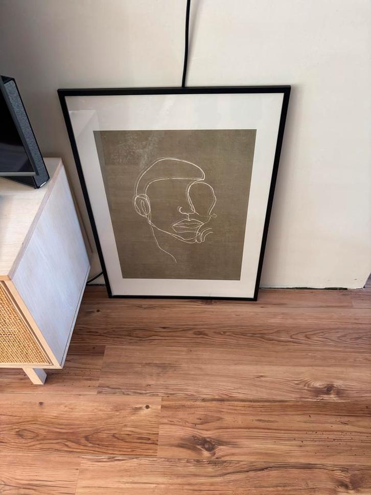 Mooi Line Art Schilderij met Zwart Frame, Antiek en Kunst, Kunst | Tekeningen en Foto's, Ophalen of Verzenden