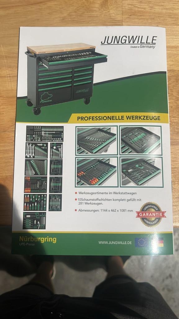 Jungwille Professionele Gereedschapswagen 281 delig, Doe-het-zelf en Verbouw, Gereedschapskisten, Nieuw, Gevuld, Ophalen