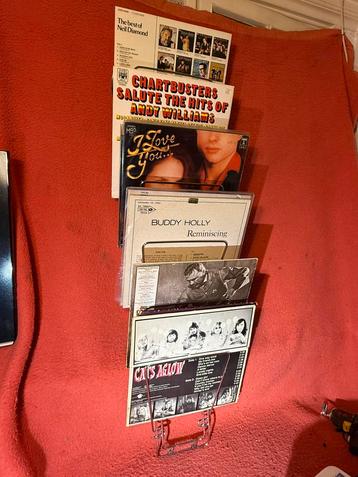 Vintage metalen LP-rek uit de jaren 70 beschikbaar voor biedingen