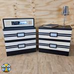 Set Vintage (jaren 80) Nachtkastjes zwart / wit retro Manta, Gebruikt, Minder dan 45 cm, ., Ophalen of Verzenden
