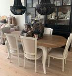 Rivièra Maison eettafel + 6 Blanc d’Ivoire stoelen, Gebruikt, 100 tot 150 cm, Eikenhout, 200 cm of meer