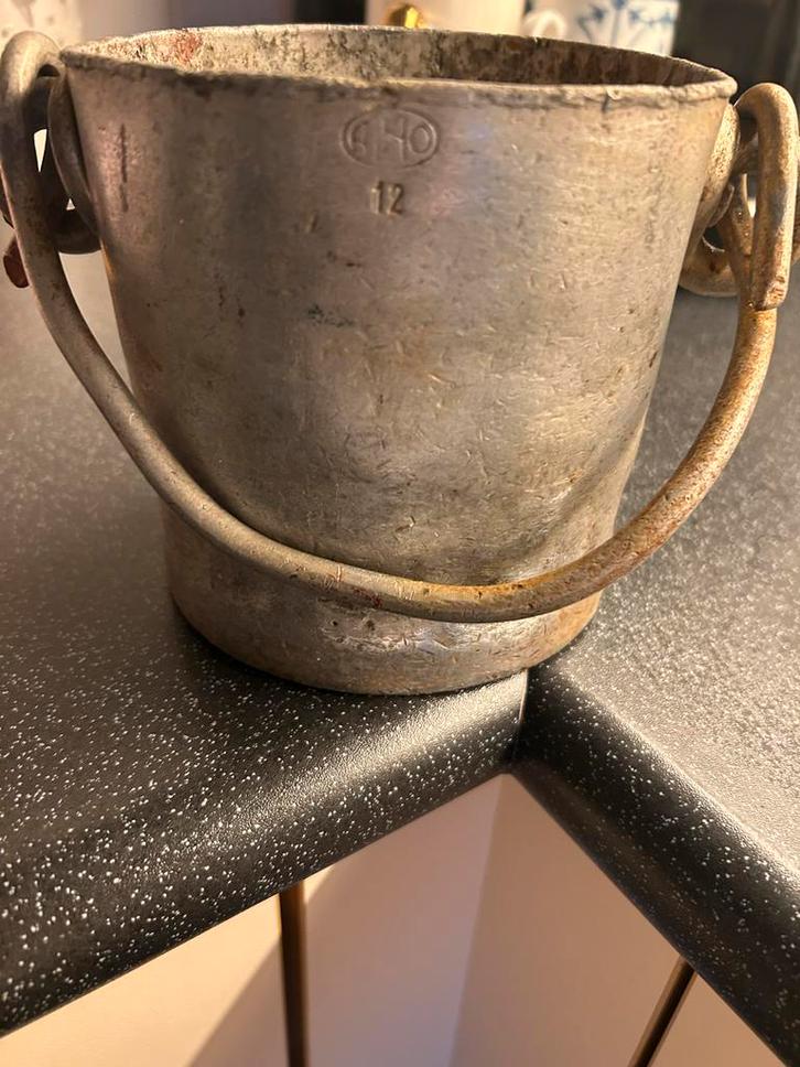 Vintage Tinnen Maatbeker voor Melk, Antiek en Kunst, Antiek | Tin, Ophalen of Verzenden