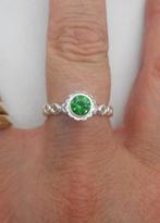 Zilveren ring met groene steen maat 15.5 nr.230, Sieraden, Tassen en Uiterlijk, Ringen, Verzenden, Dame, Zilver, Zilver