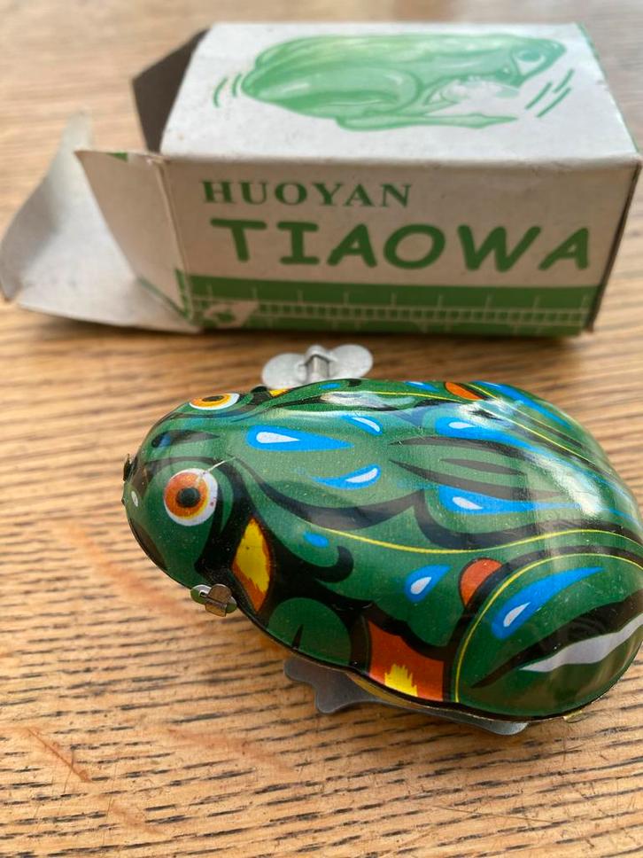 Blikken Speelgoed Kikker - Opwindbaar met Doos, Antiek en Kunst, Antiek | Speelgoed, Ophalen of Verzenden