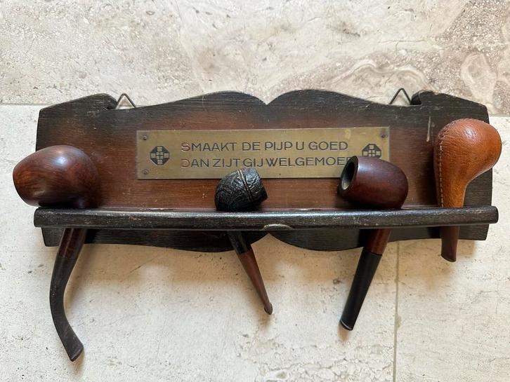 Vintage Pijpenrek met 4 Pijpen, Antiek en Kunst, Antiek | Overige Antiek, Ophalen of Verzenden
