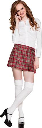 Boland - Rok Mrs Tartan rood (one size) - Volwassenen, Kleding | Dames, Carnaval, Verzenden, Maat 42/44 (L), Nieuw