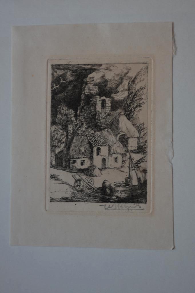 WILLEM NIJS Mooie kwaliteit surrealistisch gesigneerd Ets E1, Antiek en Kunst, Kunst | Etsen en Gravures, Verzenden