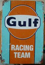 GULF REKLAME -METAAL-, Ophalen of Verzenden, Gebruikt, Reclamebord