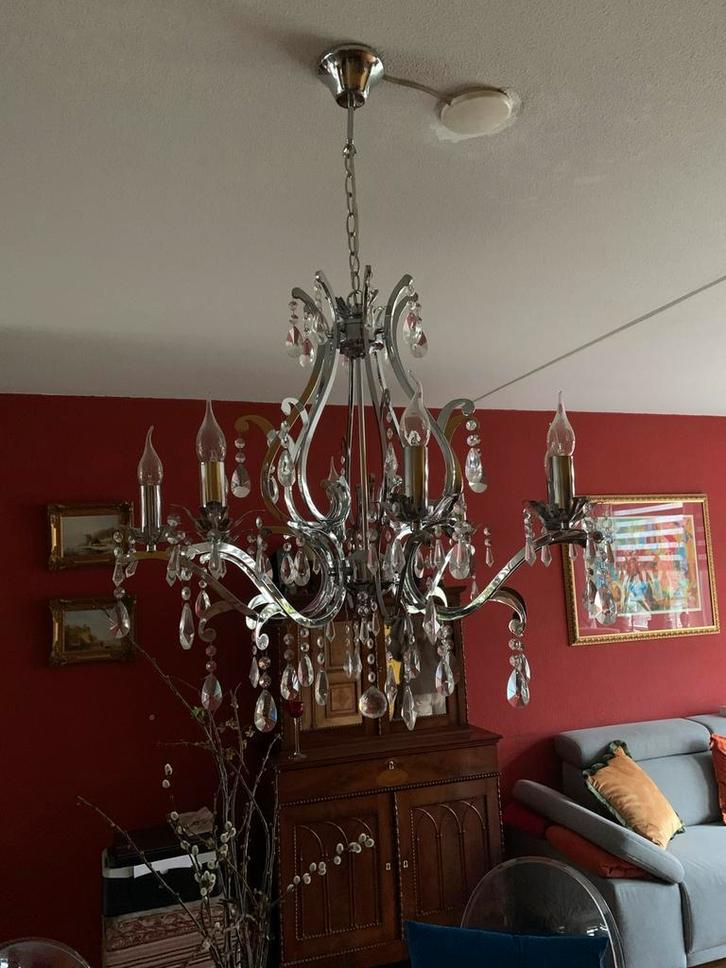Kroonluchter met 8 Armen, Huis en Inrichting, Lampen | Kroonluchters, Zo goed als nieuw, Metaal, Ophalen