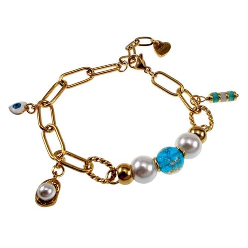 17-20cm Dames Verguld RVS Armband Paperclipschakel - Kralen, Sieraden, Tassen en Uiterlijk, Armbanden, Nieuw, Staal, Goud, Met bedels of kralen